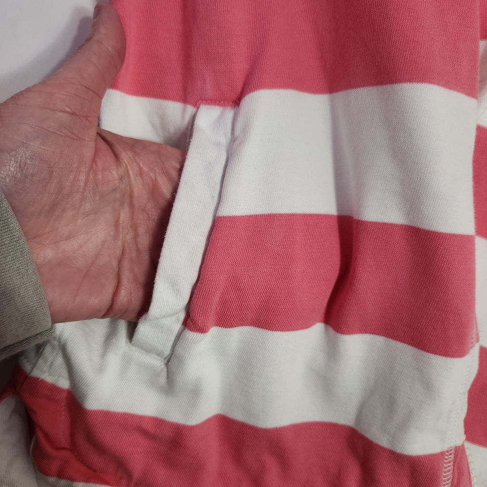 ⭐️Tommy Bahama Pink White Striped Zip Up Hoodie Medium Resort Beach Coastal - Picture 4 of 8